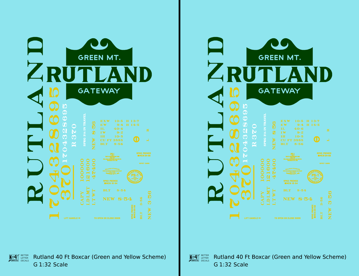 Rutland 40 Ft Boxcar Green and Yellow