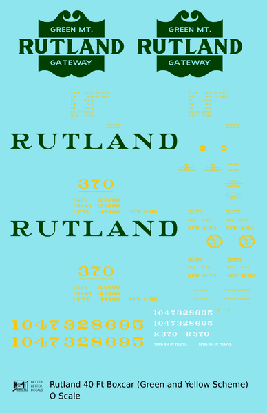 Rutland 40 Ft Boxcar Green and Yellow