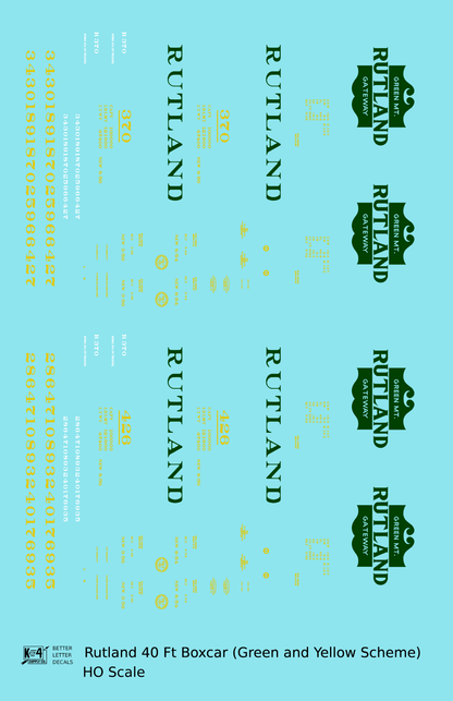 Rutland 40 Ft Boxcar Green and Yellow