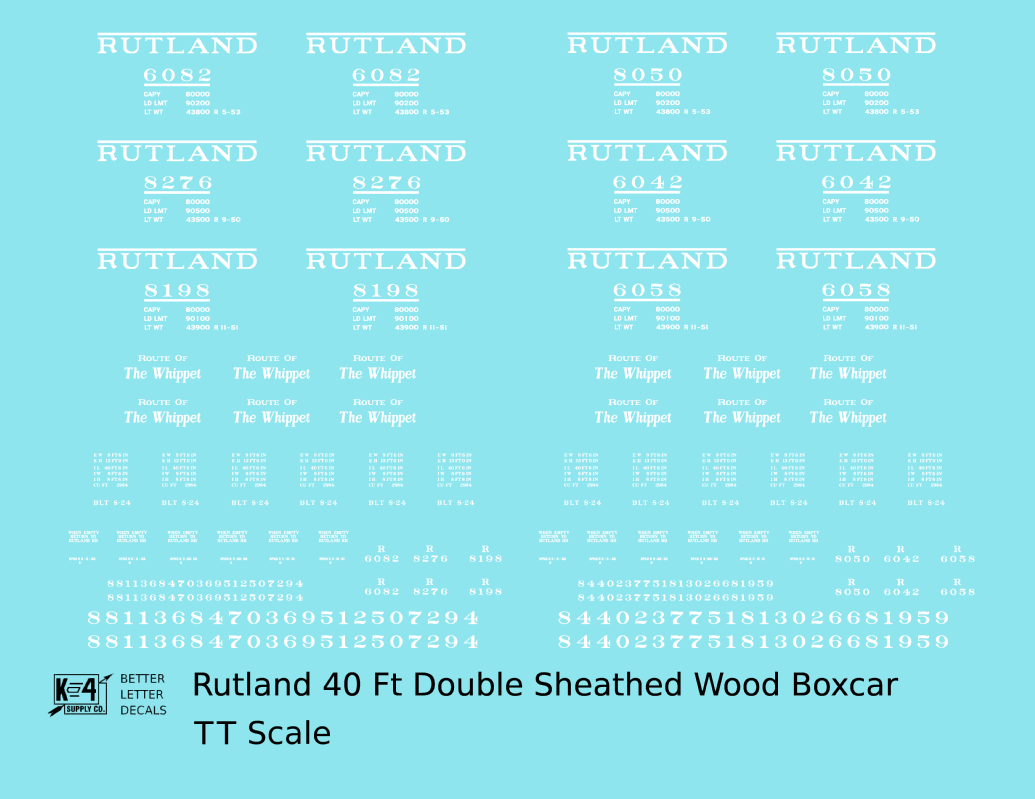Rutland 40 Ft Double Sheathed Wood Boxcar White Route Of the Whippet
