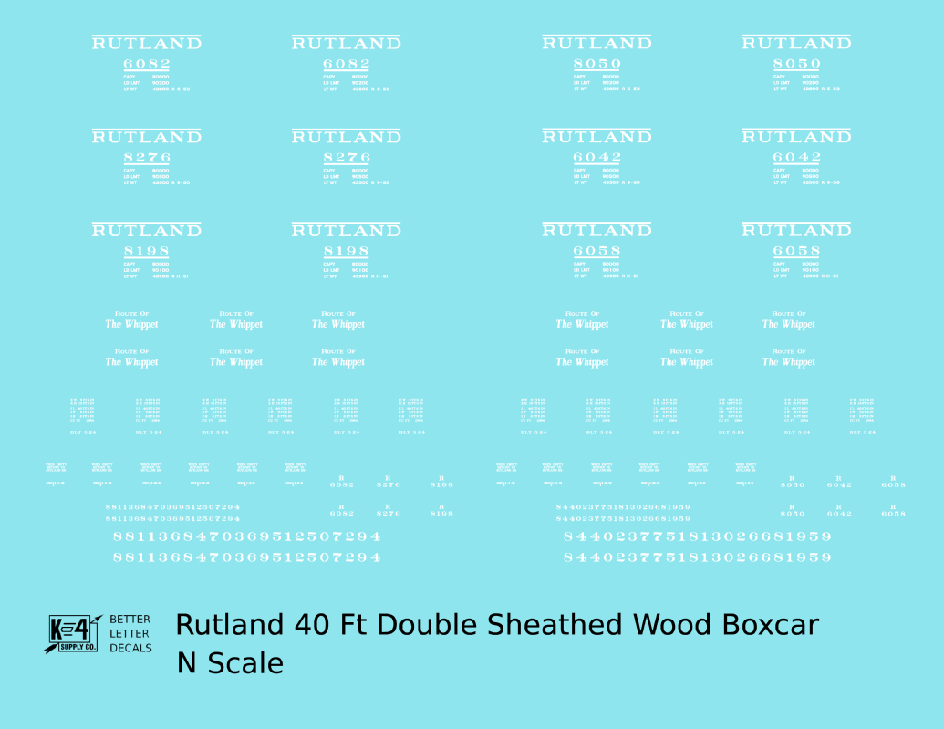 Rutland 40 Ft Double Sheathed Wood Boxcar White Route Of the Whippet