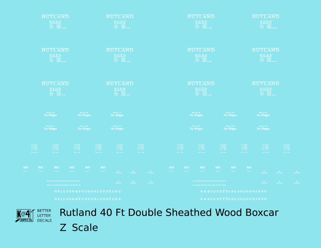 Rutland 40 Ft Double Sheathed Wood Boxcar White Route Of the Whippet