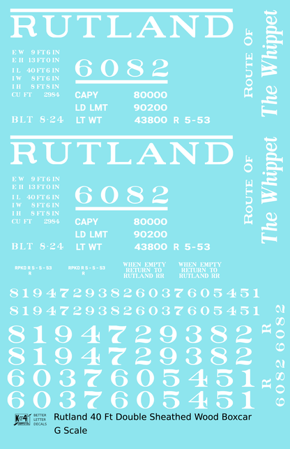 Rutland 40 Ft Double Sheathed Wood Boxcar White Route Of the Whippet