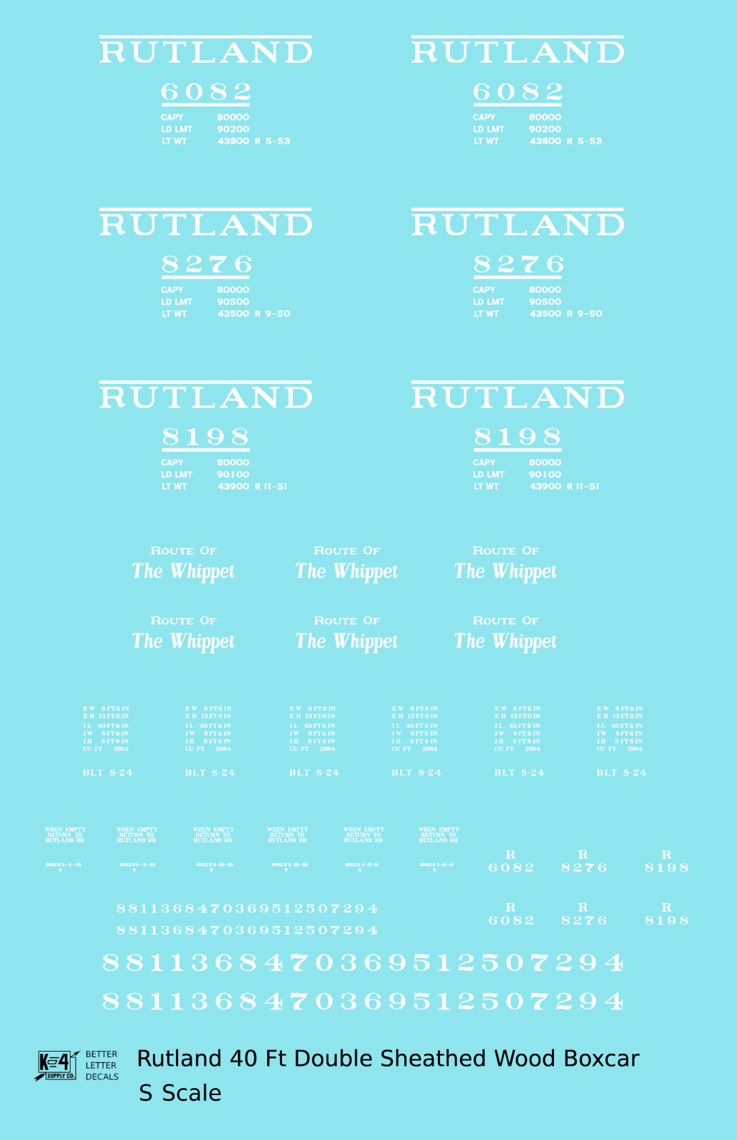 Rutland 40 Ft Double Sheathed Wood Boxcar White Route Of the Whippet
