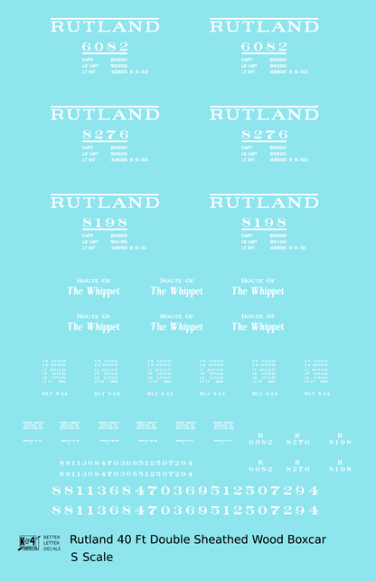 Rutland 40 Ft Double Sheathed Wood Boxcar White Route Of the Whippet