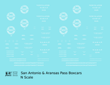 San Antonio and Aransas Pass 34 Ft Boxcars White Circle Herald - Decal - Choose Scale
