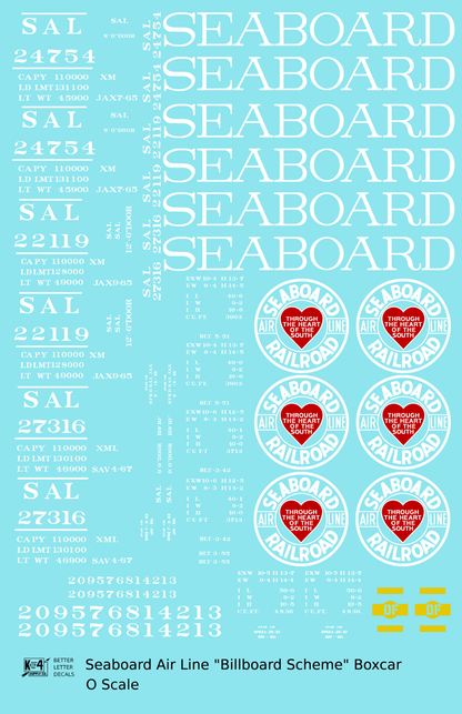 Seaboard Air Line Billboard Scheme 40 / 50 Ft Boxcar White and Red