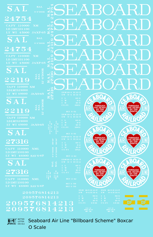 Seaboard Air Line Billboard Scheme 40 / 50 Ft Boxcar White and Red