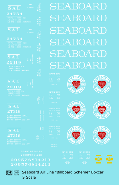 Seaboard Air Line Billboard Scheme 40 / 50 Ft Boxcar White and Red