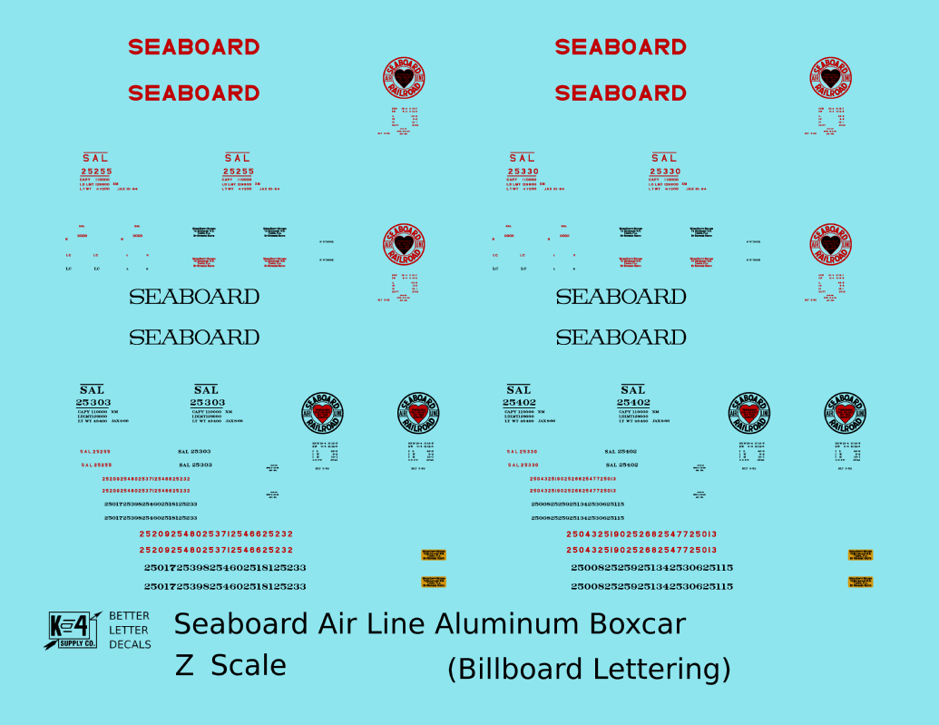 Seaboard Air Line Aluminum 40 Ft Boxcar Red and Black Late Scheme