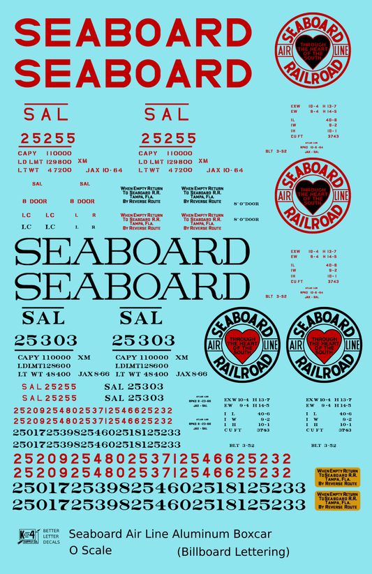 Seaboard Air Line Aluminum 40 Ft Boxcar Red and Black Late Scheme