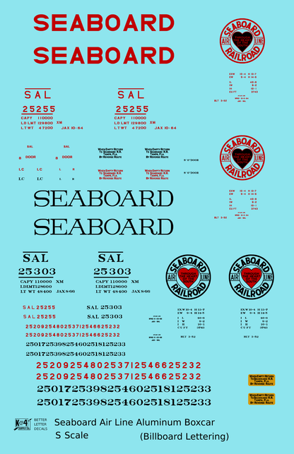 Seaboard Air Line Aluminum 40 Ft Boxcar Red and Black Late Scheme