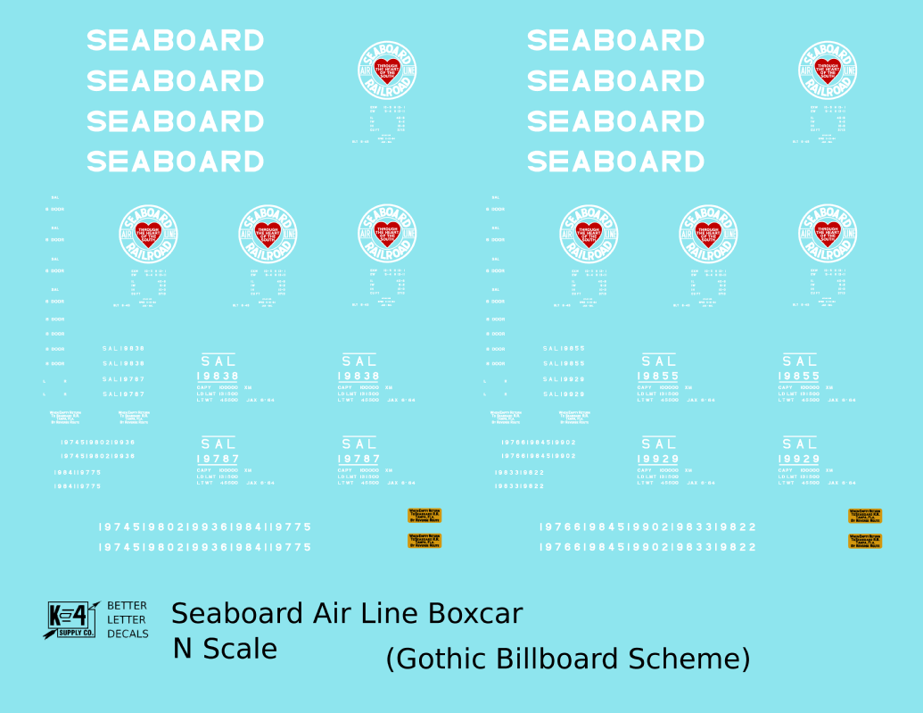Seaboard Air Line 40 Ft Steel Boxcar White Late Scheme