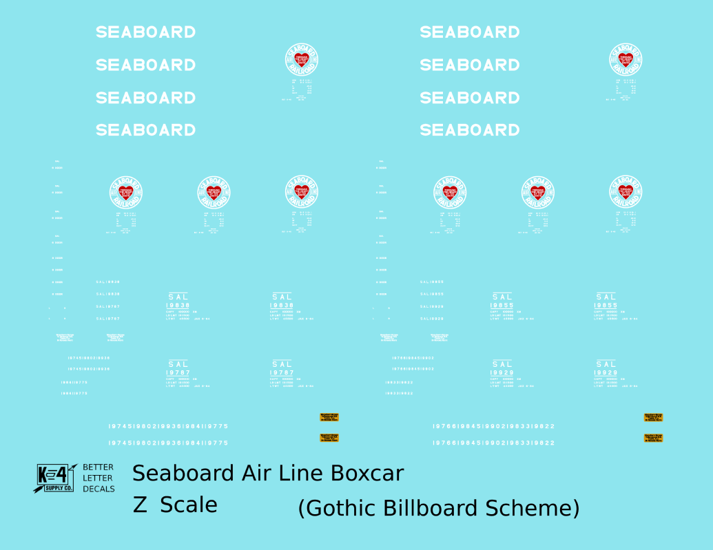 Seaboard Air Line 40 Ft Steel Boxcar White Late Scheme