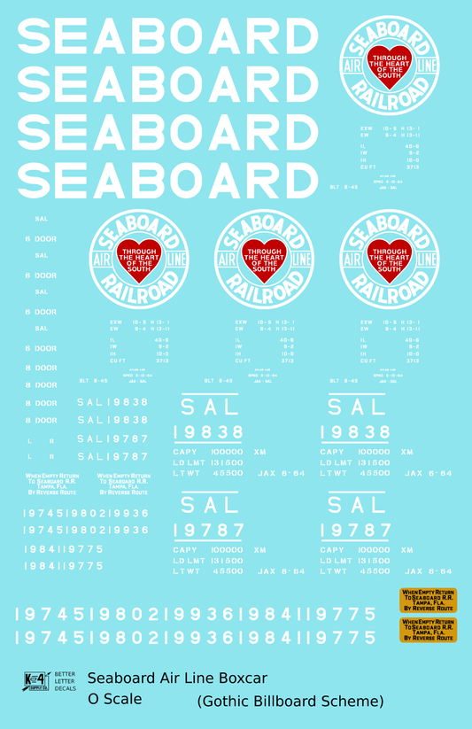 Seaboard Air Line 40 Ft Steel Boxcar White Late Scheme