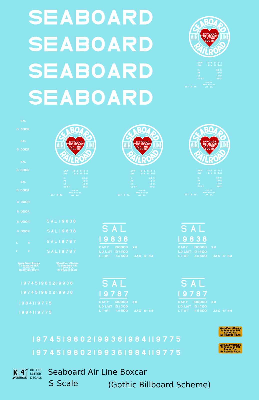 Seaboard Air Line 40 Ft Steel Boxcar White Late Scheme