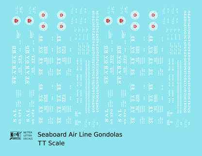 Seaboard Air Line 41 Ft Gondola White and Red