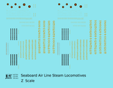 Seaboard Air Line Steam Locomotive Dulux Gold  - Decal - Choose Scale