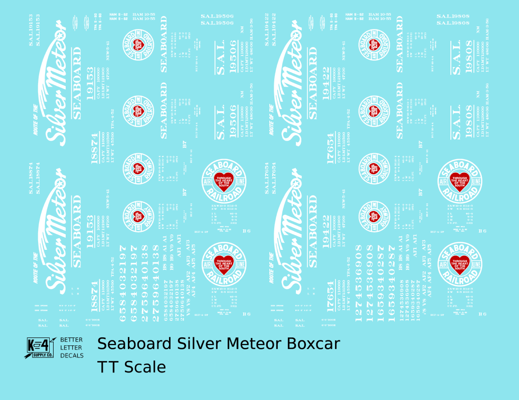 Seaboard Air Line Silver Meteor Boxcar White and Red