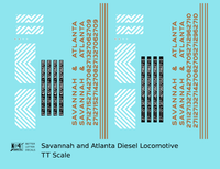 Savannah and Atlanta Diesel Locomotive Gold Southern Scheme - Decal - Choose Scale