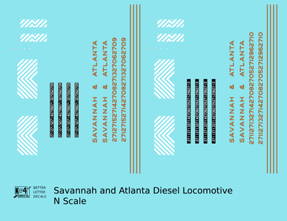 Savannah and Atlanta Diesel Locomotive Gold Southern Scheme