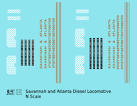 Savannah and Atlanta Diesel Locomotive Gold Southern Scheme - Decal - Choose Scale