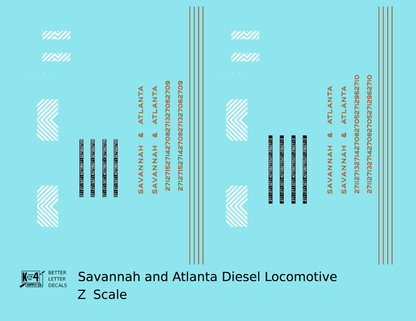 Savannah and Atlanta Diesel Locomotive Gold Southern Scheme