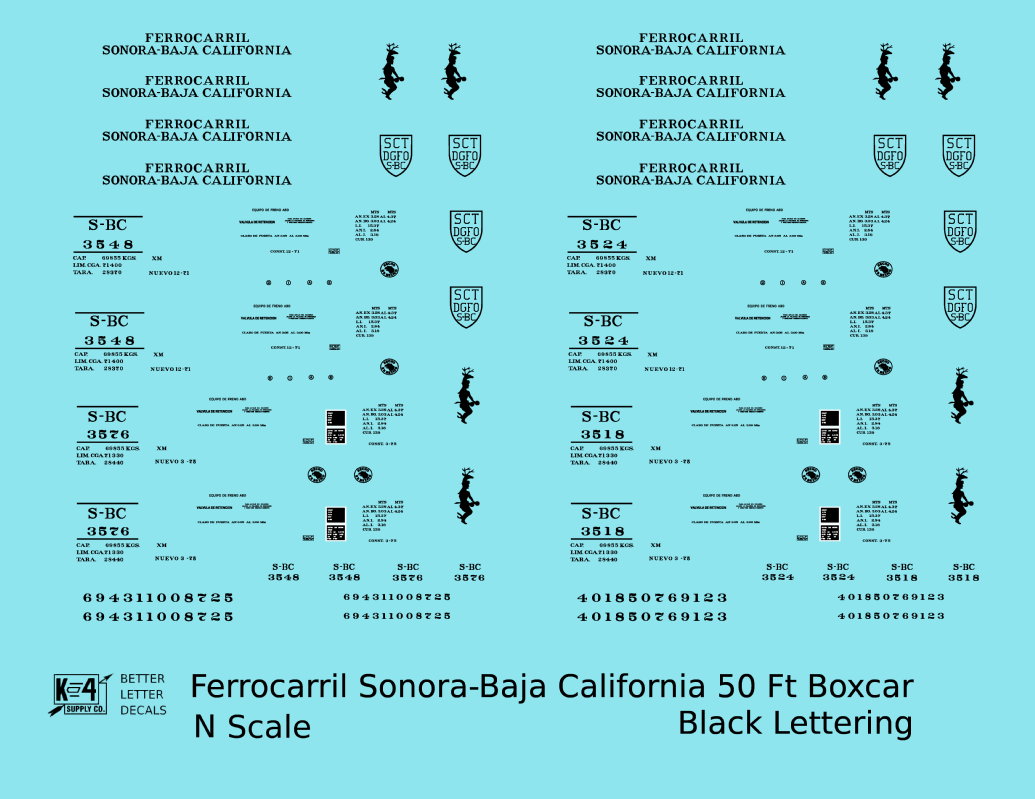 Ferrocarril Sonora Baja California 50 Ft Boxcar Black SBC Mexico