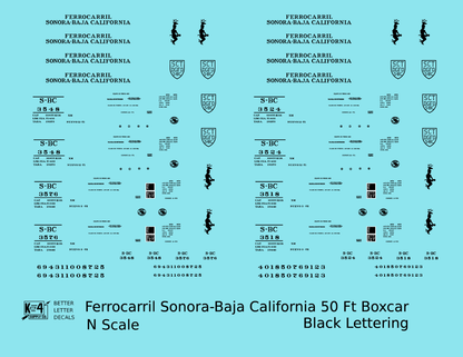 Ferrocarril Sonora Baja California 50 Ft Boxcar Black SBC Mexico
