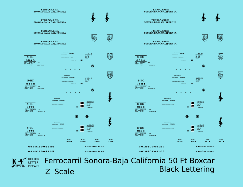 Ferrocarril Sonora Baja California 50 Ft Boxcar Black SBC Mexico