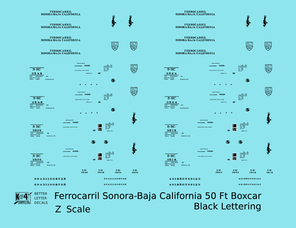 Ferrocarril Sonora Baja California 50 Ft Boxcar Black SBC Mexico