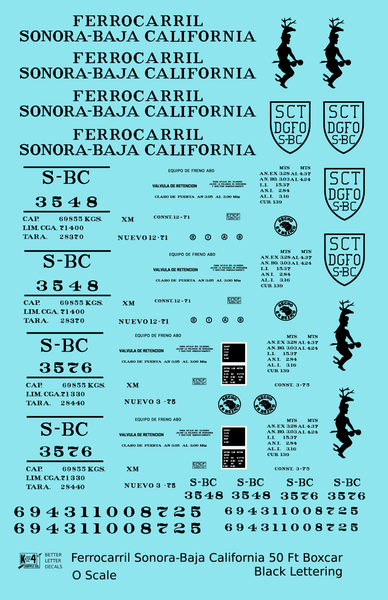 Ferrocarril Sonora Baja California 50 Ft Boxcar Black SBC Mexico