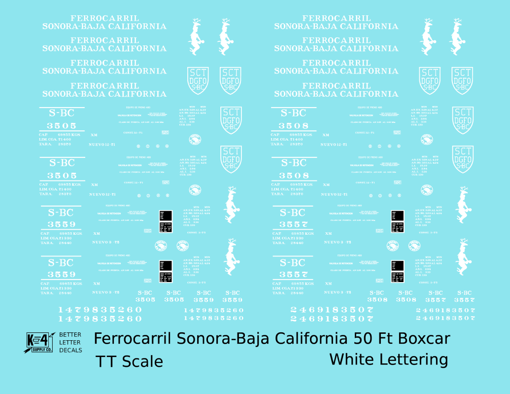 Ferrocarril Sonora Baja California 50 Ft Boxcar White SBC Mexico