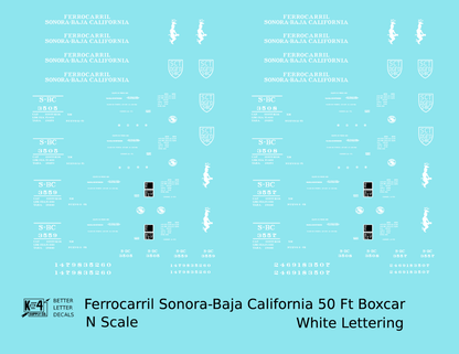 Ferrocarril Sonora Baja California 50 Ft Boxcar White SBC Mexico