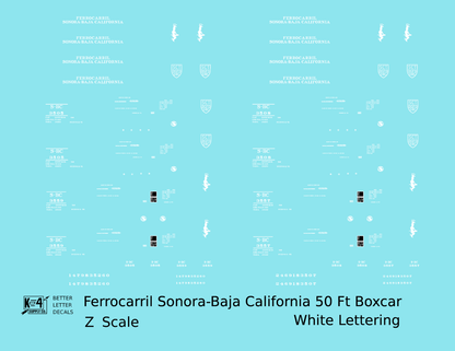 Ferrocarril Sonora Baja California 50 Ft Boxcar White SBC Mexico