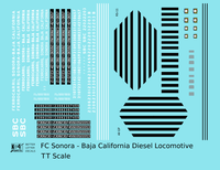 FC Sonora Baja California Diesel Locomotive White and Black  - Decal - Choose Scale