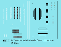 FC Sonora Baja California Diesel Locomotive White and Black  - Decal - Choose Scale