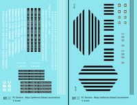FC Sonora Baja California Diesel Locomotive White and Black  - Decal - Choose Scale