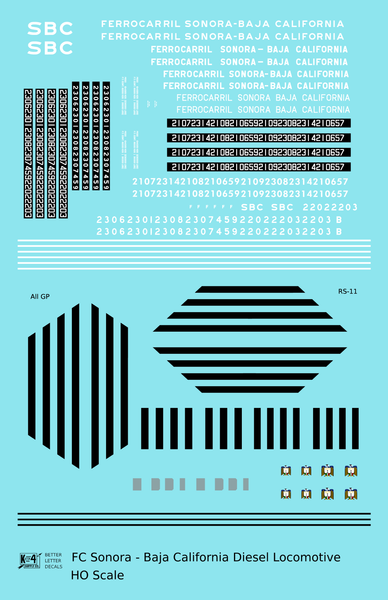 FC Sonora Baja California Diesel Locomotive White and Black  - Decal Sheet