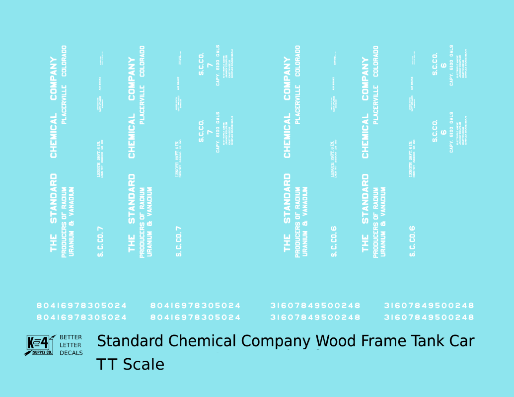 Standard Chemical Co. Early Tank Car Colorado Uranium Car