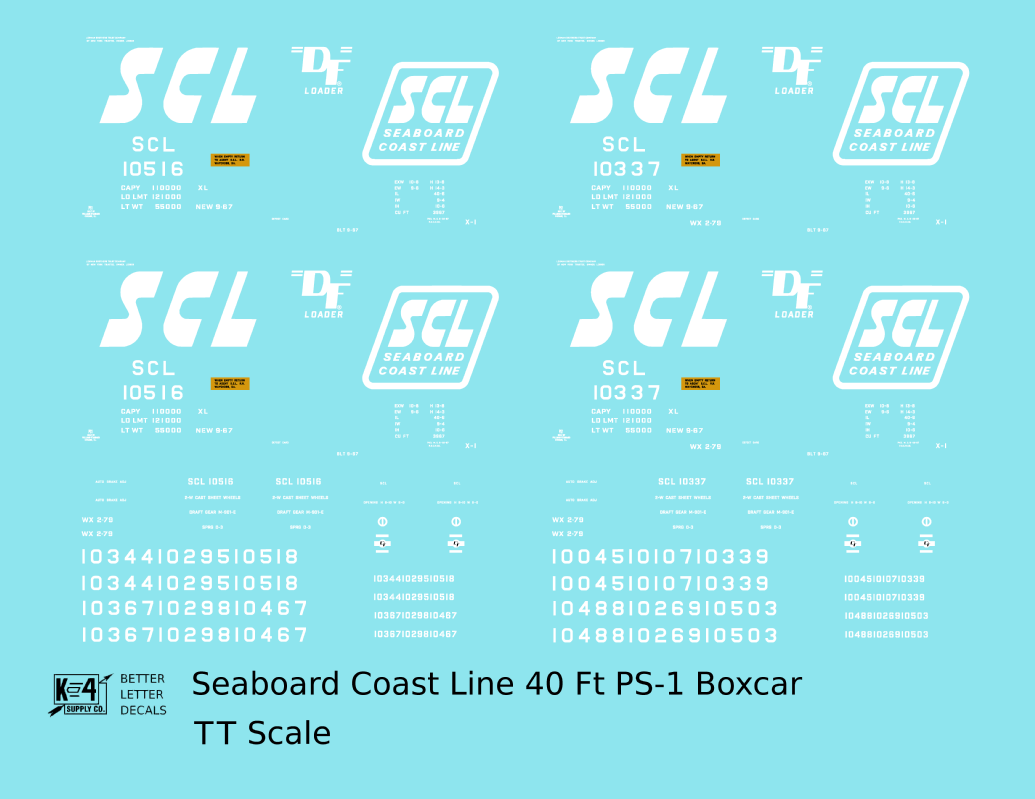 Seaboard Coast Line 40 Ft Steel Boxcar White