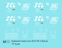 Seaboard Coast Line 40 Ft Steel Boxcar White  - Decal - Choose Scale