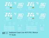 Seaboard Coast Line 40 Ft Steel Boxcar White  - Decal - Choose Scale