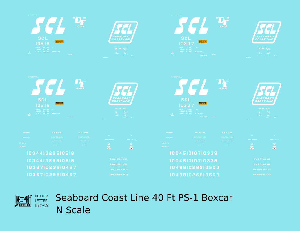 Seaboard Coast Line 40 Ft Steel Boxcar White