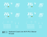 Seaboard Coast Line 40 Ft Steel Boxcar White  - Decal - Choose Scale