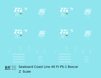 Seaboard Coast Line 40 Ft Steel Boxcar White  - Decal - Choose Scale