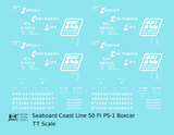 Seaboard Coast Line 50 Ft Steel Boxcar White  - Decal - Choose Scale