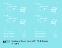 Seaboard Coast Line 50 Ft Steel Boxcar White  - Decal - Choose Scale