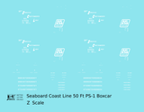 Seaboard Coast Line 50 Ft Steel Boxcar White  - Decal - Choose Scale