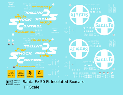 Santa Fe Rr-81, Rr-82 50 Ft Insulated Boxcars White and Yellow Shock Control
